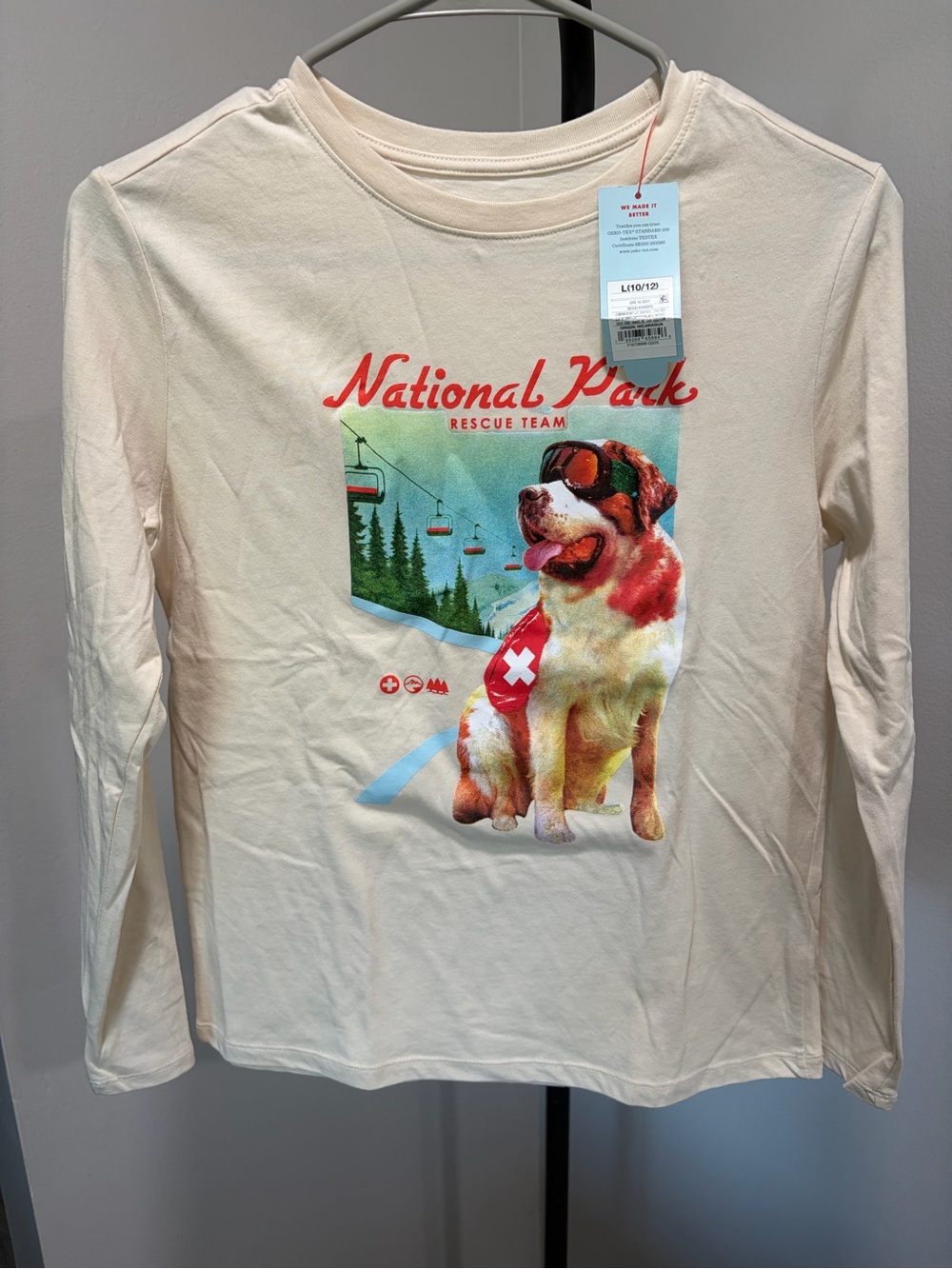 Cat & Jack National Park Rescue Team Dog Graphic Long-Sleeve Tee - Cream & Red